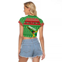 Personalized Guyana Cricket Christmas Raglan Cropped T Shirt Amazon Warriors Merry Xmas - Wonder Print Shop