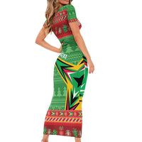 Personalized Guyana Cricket Christmas Short Sleeve Bodycon Dress Amazon Warriors Merry Xmas - Wonder Print Shop