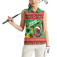 Personalized Guyana Cricket Christmas Women Sleeveless Polo Shirt Amazon Warriors Merry Xmas - Wonder Print Shop