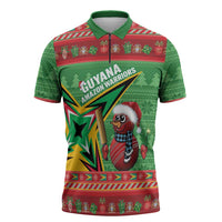 Personalized Guyana Cricket Christmas Zipper Polo Shirt Amazon Warriors Merry Xmas - Wonder Print Shop