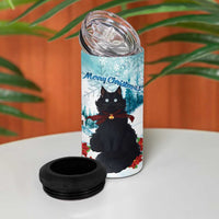 Iceland Yule Cat Christmas 4 in 1 Can Cooler Tumbler Jolakotturinn With Poinsettia - Winter Vibes - Wonder Print Shop