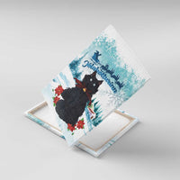 Iceland Yule Cat Christmas Canvas Wall Art Jolakotturinn With Poinsettia - Winter Vibes - Wonder Print Shop