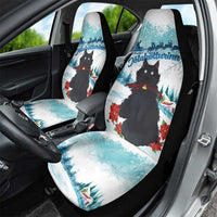 Iceland Yule Cat Christmas Car Seat Cover Jolakotturinn With Poinsettia - Winter Vibes - Wonder Print Shop
