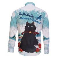 Iceland Yule Cat Christmas Family Matching Off The Shoulder Long Sleeve Dress and Hawaiian Shirt Jolakotturinn With Poinsettia - Winter Vibes - Wonder Print Shop