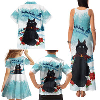Iceland Yule Cat Christmas Family Matching Tank Maxi Dress and Hawaiian Shirt Jolakotturinn With Poinsettia - Winter Vibes - Wonder Print Shop