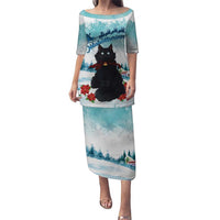 Iceland Yule Cat Christmas Puletasi Jolakotturinn With Poinsettia - Winter Vibes - Wonder Print Shop