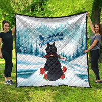 Iceland Yule Cat Christmas Quilt Jolakotturinn With Poinsettia - Winter Vibes - Wonder Print Shop
