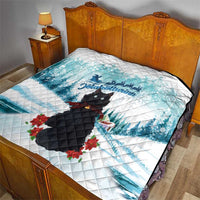 Iceland Yule Cat Christmas Quilt Jolakotturinn With Poinsettia - Winter Vibes - Wonder Print Shop