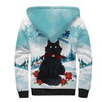 Iceland Yule Cat Christmas Sherpa Hoodie Jolakotturinn With Poinsettia - Winter Vibes - Wonder Print Shop