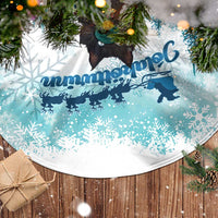 Iceland Yule Cat Christmas Tree Skirt Jolakotturinn With Poinsettia - Winter Vibes - Wonder Print Shop