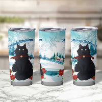 Iceland Yule Cat Christmas Tumbler Cup Jolakotturinn With Poinsettia - Winter Vibes - Wonder Print Shop