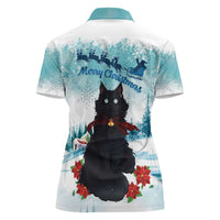 Iceland Yule Cat Christmas Women Polo Shirt Jolakotturinn With Poinsettia - Winter Vibes - Wonder Print Shop
