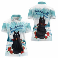 Iceland Yule Cat Christmas Women Polo Shirt Jolakotturinn With Poinsettia - Winter Vibes - Wonder Print Shop