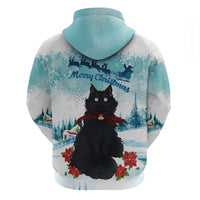 Iceland Yule Cat Christmas Zip Hoodie Jolakotturinn With Poinsettia - Winter Vibes - Wonder Print Shop
