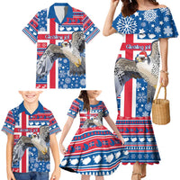Iceland Christmas Family Matching Mermaid Dress and Hawaiian Shirt Gyrfalcon Santa Merry Xmas - Wonder Print Shop