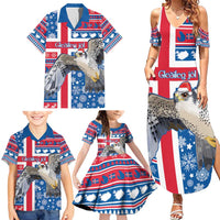 Iceland Christmas Family Matching Summer Maxi Dress and Hawaiian Shirt Gyrfalcon Santa Merry Xmas - Wonder Print Shop