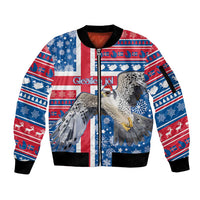 Iceland Christmas Sleeve Zip Bomber Jacket Gyrfalcon Santa Merry Xmas - Wonder Print Shop