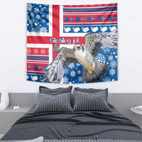 Iceland Christmas Tapestry Gyrfalcon Santa Merry Xmas - Wonder Print Shop