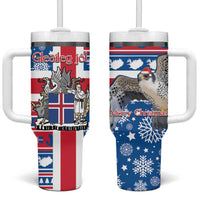 Iceland Christmas Tumbler With Handle Gyrfalcon Santa Merry Xmas - Wonder Print Shop