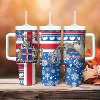 Iceland Christmas Tumbler With Handle Gyrfalcon Santa Merry Xmas - Wonder Print Shop