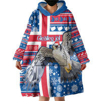 Iceland Christmas Wearable Blanket Hoodie Gyrfalcon Santa Merry Xmas - Wonder Print Shop