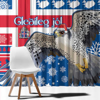 Iceland Christmas Window Curtain Gyrfalcon Santa Merry Xmas - Wonder Print Shop