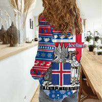 Iceland Christmas Women Casual Shirt Gyrfalcon Santa Merry Xmas - Wonder Print Shop