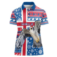 Iceland Christmas Women Polo Shirt Gyrfalcon Santa Merry Xmas - Wonder Print Shop