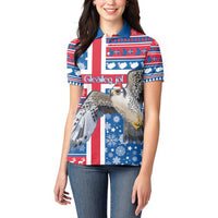 Iceland Christmas Women Polo Shirt Gyrfalcon Santa Merry Xmas - Wonder Print Shop