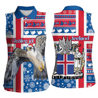 Iceland Christmas Women Sleeveless Polo Shirt Gyrfalcon Santa Merry Xmas - Wonder Print Shop