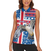 Iceland Christmas Women Sleeveless Polo Shirt Gyrfalcon Santa Merry Xmas - Wonder Print Shop