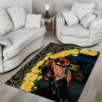 Melbourne Horse Racing Area Rug Yellow Roses - Ready Set Gallop! - Wonder Print Shop