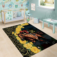 Melbourne Horse Racing Area Rug Yellow Roses - Ready Set Gallop! - Wonder Print Shop