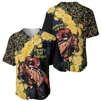 Melbourne Horse Racing Baseball Jersey Yellow Roses - Ready Set Gallop! - Wonder Print Shop