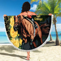 Melbourne Horse Racing Beach Blanket Yellow Roses - Ready Set Gallop! - Wonder Print Shop