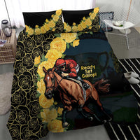 Melbourne Horse Racing Bedding Set Yellow Roses - Ready Set Gallop! - Wonder Print Shop