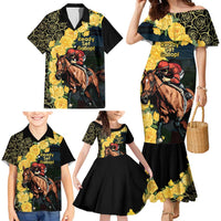 Melbourne Horse Racing Family Matching Mermaid Dress and Hawaiian Shirt Yellow Roses - Ready Set Gallop! - Wonder Print Shop