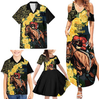 Melbourne Horse Racing Family Matching Summer Maxi Dress and Hawaiian Shirt Yellow Roses - Ready Set Gallop! - Wonder Print Shop