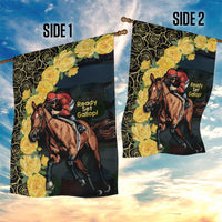 Melbourne Horse Racing Garden Flag Yellow Roses - Ready Set Gallop! - Wonder Print Shop