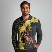 Melbourne Horse Racing Long Sleeve Polo Shirt Yellow Roses - Ready Set Gallop! - Wonder Print Shop