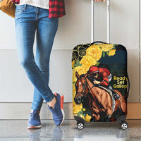 Melbourne Horse Racing Luggage Cover Yellow Roses - Ready Set Gallop! - Wonder Print Shop