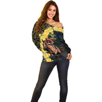 Melbourne Horse Racing Off Shoulder Sweater Yellow Roses - Ready Set Gallop! - Wonder Print Shop