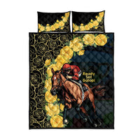 Melbourne Horse Racing Quilt Bed Set Yellow Roses - Ready Set Gallop! - Wonder Print Shop