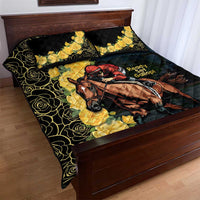 Melbourne Horse Racing Quilt Bed Set Yellow Roses - Ready Set Gallop! - Wonder Print Shop