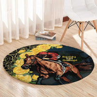 Melbourne Horse Racing Round Carpet Yellow Roses - Ready Set Gallop! - Wonder Print Shop
