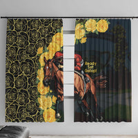 Melbourne Horse Racing Window Curtain Yellow Roses - Ready Set Gallop! - Wonder Print Shop