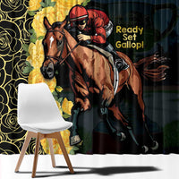 Melbourne Horse Racing Window Curtain Yellow Roses - Ready Set Gallop! - Wonder Print Shop