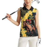Melbourne Horse Racing Women Sleeveless Polo Shirt Yellow Roses - Ready Set Gallop! - Wonder Print Shop