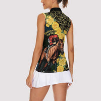 Melbourne Horse Racing Women Sleeveless Polo Shirt Yellow Roses - Ready Set Gallop! - Wonder Print Shop