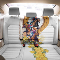 Melbourne Cup Australia Back Car Seat Cover Horse Racing Horseshoe Mix Yellow Roses - Wonder Print Shop
